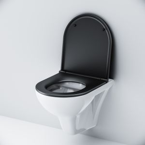Унитаз подвесной Am.Pm Gem FlashClean с сиденьем микролифт белый/чёрный C901700SCmb