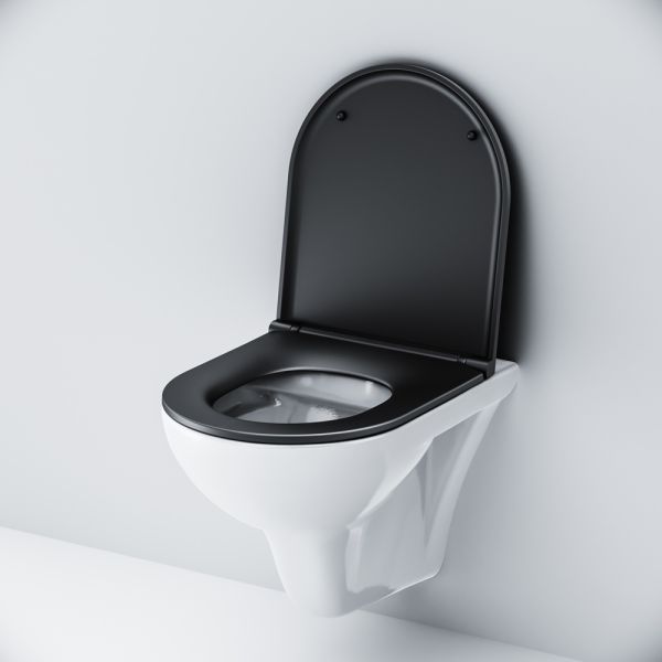 Унитаз подвесной Am.Pm Gem FlashClean с сиденьем микролифт белый/чёрный C901700SCmb