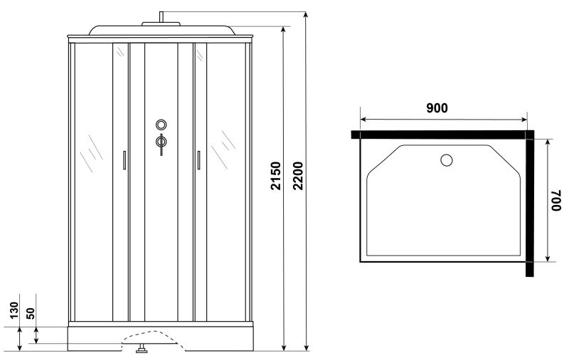 Душевая кабина Niagara NG-43975-14Q 90x70см серебро/матовое