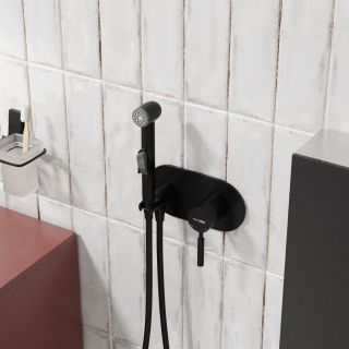 Гигиенический душ со смесителем WasserKRAFT Gollach 3303H чёрный матовый