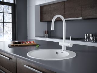Смеситель для кухни Paulmark Heller He213218-431 белый матовый Смеситель для кухни Paulmark Heller He213218-431 белый матовый