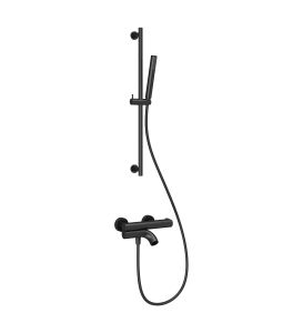 Смеситель для ванны с душевым гарнитуром Wonzon & Woghand Loop WW-311-00-508 с термостатом чёрный матовый