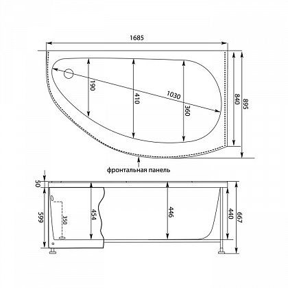 Акриловая ванна Aquanet Augusta 170x90 R