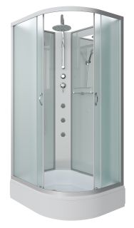 Душевая кабина Niagara NG-33984-14LBKTG с гидромассажем 90x80см серебро/матовое