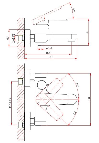 Смеситель для ванны D&K Bayern.F?rth DA1523201 хром