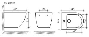 Биде подвесное Ceramica Nova Metropol CN4003MB чёрный матовый