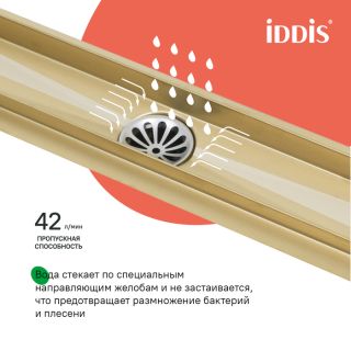 Душевой лоток IDDIS Перфекс (Perfex) 975B6MG20DZ 60 см золото матовое