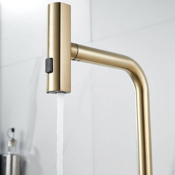 Смеситель для кухни Shevanik S263G с мультифункциональным изливом золотой сатин