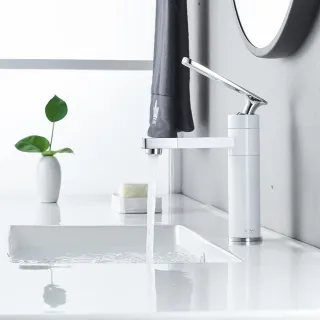 Смеситель для раковины Shevanik S6601F с поворотным носиком белый/хром Смеситель для раковины Shevanik S6601F с поворотным носиком белый/хром
