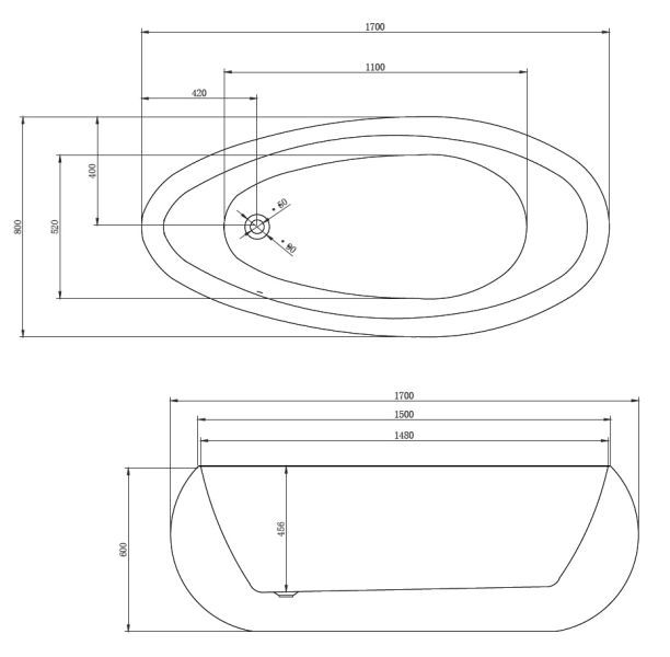 АКРИЛОВАЯ ВАННА ABBER AB9243 170х80
