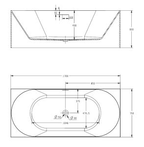 Акриловая ванна ABBER AB9281 170х75х60