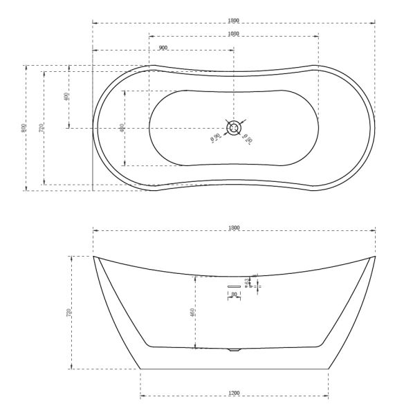 Акриловая ванна ABBER 180x80см AB9322
