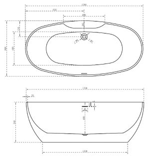 Акриловая ванна ABBER 170x80см AB9323