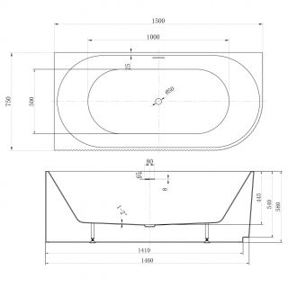Акриловая ванна ABBER AB9329-1.5 L 150x75 см белый