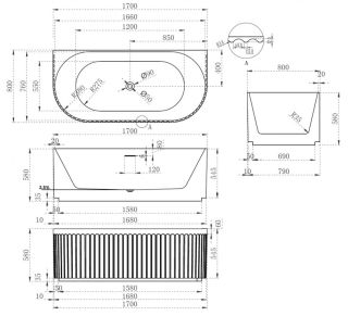 Акриловая ванна ABBER AB9416-1.7 170x80см белый Акриловая ванна ABBER AB9416-1.7 170x80см белый