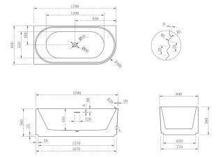 Акриловая ванна ABBER AB9438-1.7 L левая 170x80см белый Акриловая ванна ABBER AB9438-1.7 L левая 170x80см белый