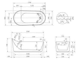 Акриловая ванна ABBER AB9445MW 170x80 см белый