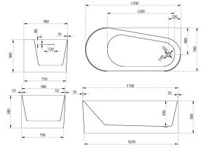 Акриловая ванна ABBER 170x80см правая AB9496-1.7 R