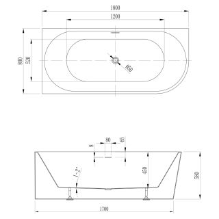 Акриловая ванна ABBER AB9502-1.8 L 180x80 см белый