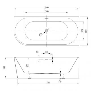 Акриловая ванна ABBER AB9502-1.8 R 180x80 см белый