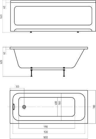 Акриловая ванна АКВАТЕК EFVA165 Мия 165x70 см