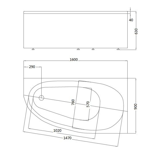 Акриловая ванна АКВАТЕК EFVADP160 Дива 160x90 см правая