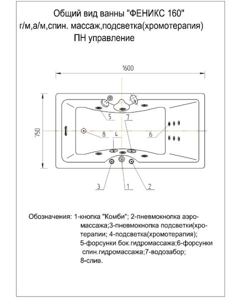 Акриловая ванна АКВАТЕК Феникс 160x75 см без гидромассажа