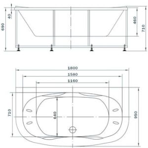 Акриловая ванна АКВАТЕК Мелисса 180x95 см без гидромассажа