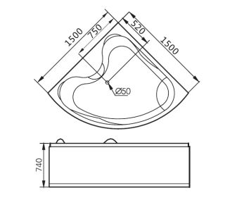 Акриловая ванна GEMY G9041 O 150x150x74 Акриловая ванна GEMY G9041 O 150x150x74
