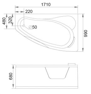 Акриловая ванна GEMY G9046 II O R 171x99x68