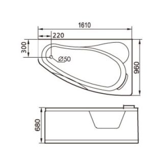 Акриловая ванна GEMY G9046 O R 161x96x68 Акриловая ванна GEMY G9046 O R 161x96x68