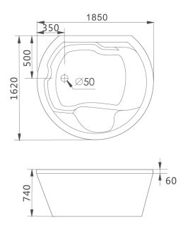 Акриловая ванна Gemy G9053 B 185x162 см Акриловая ванна Gemy G9053 B 185x162 см