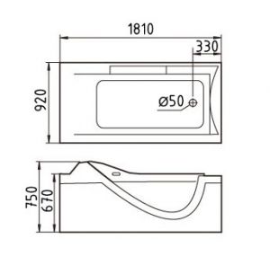 Акриловая ванна GEMY G9055 O R 181x92x75