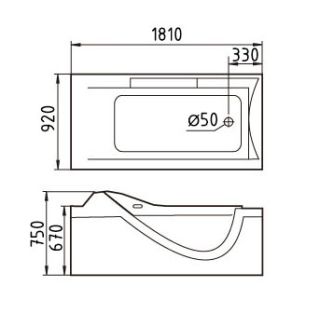 Акриловая ванна GEMY G9055 O R 181x92x75 Акриловая ванна GEMY G9055 O R 181x92x75