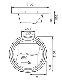 Акриловая ванна GEMY G9060 O 210x210x87 Акриловая ванна GEMY G9060 O 210x210x87