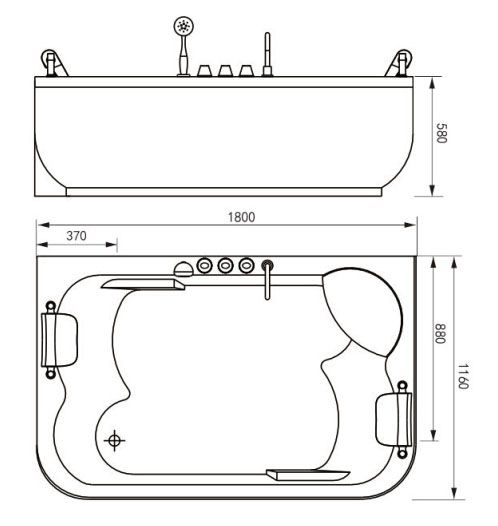 Акриловая ванна Gemy G9085 B R 180x116 см Акриловая ванна Gemy G9085 B R 180x116 см