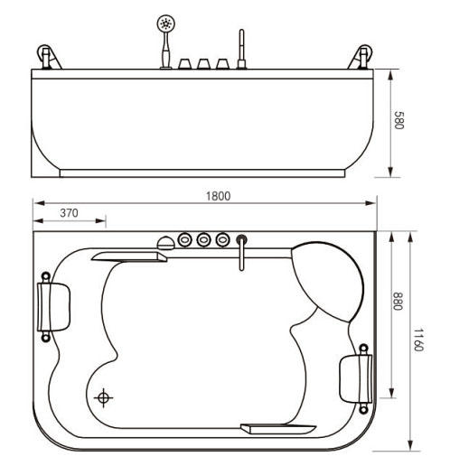 Акриловая ванна GEMY G9085 O L 180x116x69