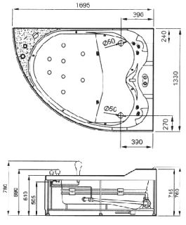Акриловая ванна GEMY G9086 O R 170x133x76 Акриловая ванна GEMY G9086 O R 170x133x76