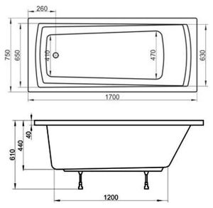 Акриловая ванна Ravak DOMINO PLUS 170х75 C631R00000