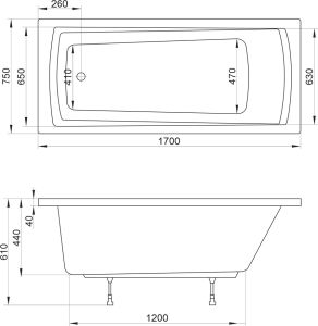 Акриловая ванна Ravak DOMINO PLUS C632R00000 170x70 см