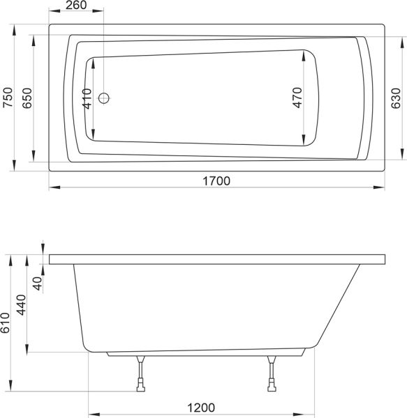 Акриловая ванна Ravak DOMINO PLUS C632R00000 170x70 см