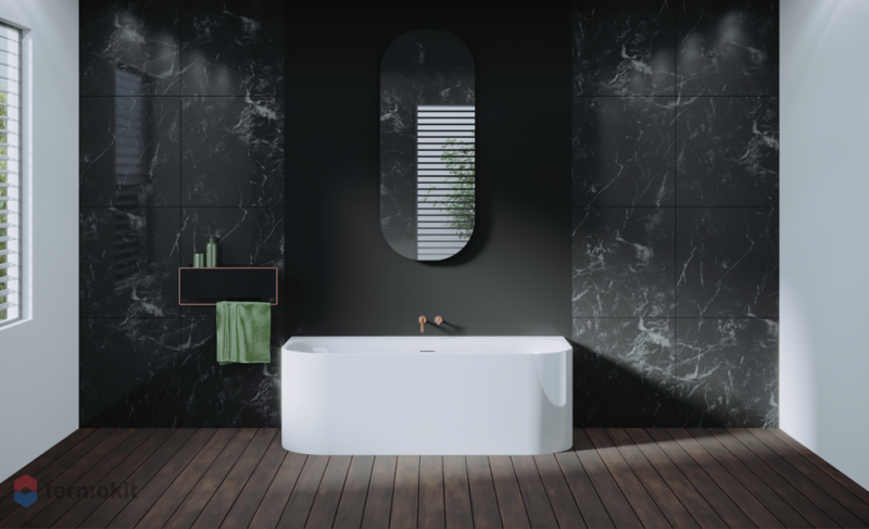 Акриловая ванна Riho Devotion Back2Wall Glossy Sparkle System Fall B096004005 180x80см с аэромассажем заполнение через перелив белый