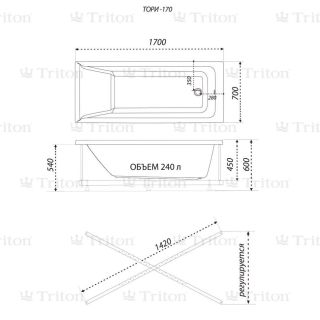 Акриловая ванна Triton Тори 170x70 см Акриловая ванна Triton Тори 170x70 см