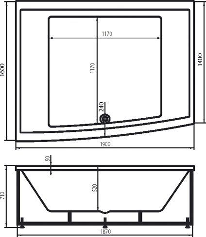 Акриловая ванна VAGNERPLAST IMPOSSIBLE 190