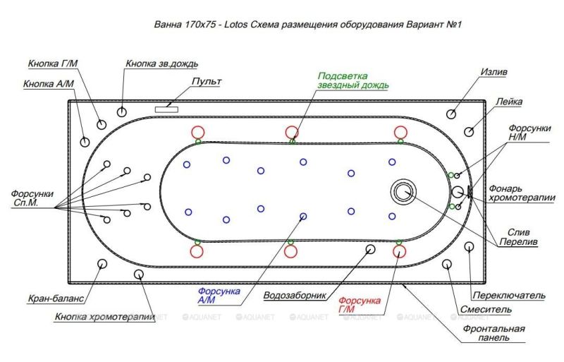 Акриловая ванна Aquanet Lotos 309624 170x75 см