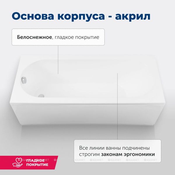 Акриловая ванна Aquanet Lotos 332843 180x80 см