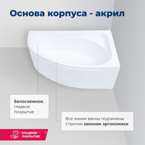 Акриловая ванна Aquanet Mia 246817 140x80 см левая с каркасом