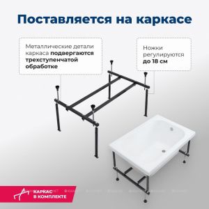Акриловая ванна Aquanet Seed  00216658 100x70 с каркасом