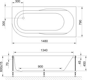 Акриловая ванна Royal Bath Azur правая 150x80см белый RB614201R