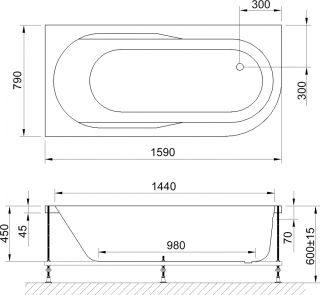 Акриловая ванна Royal Bath Azur левая 160x80см белый RB614202L